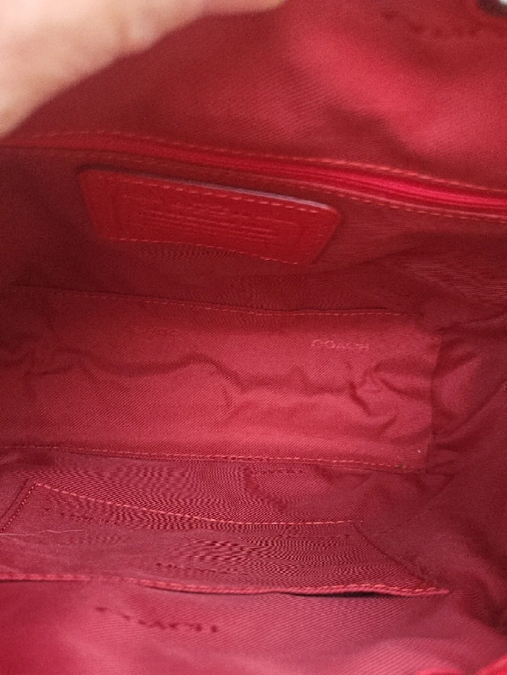 Coach Red Pebbled Leather Mini Turnlock Rucksack Backpack - Picture 7 of 16